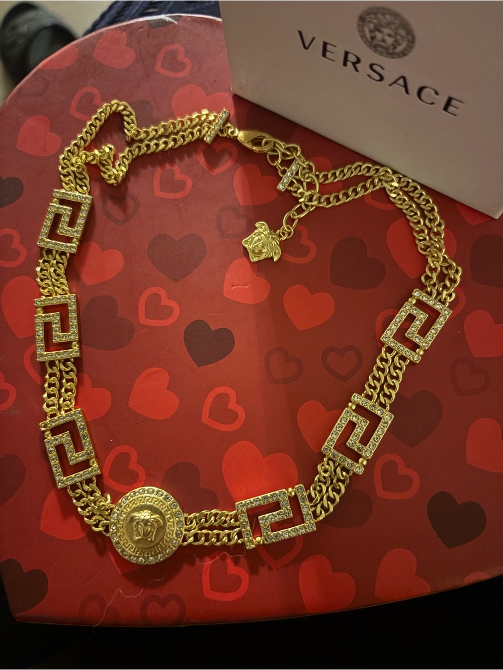 Versace Gold Medallion Greek Key Chain Necklace - Picture 5 of 6
